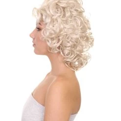 HPO TV Movie Womens Wig | Medium Blond Glamour Curly Wig | Premium Breathable Capless Cap Men's