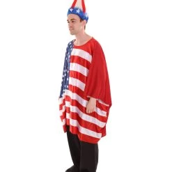 FLAGWIGS Adult Men's USA Flag Tunic Sports Costume | Patriotic Multi Color Cosplay Costume