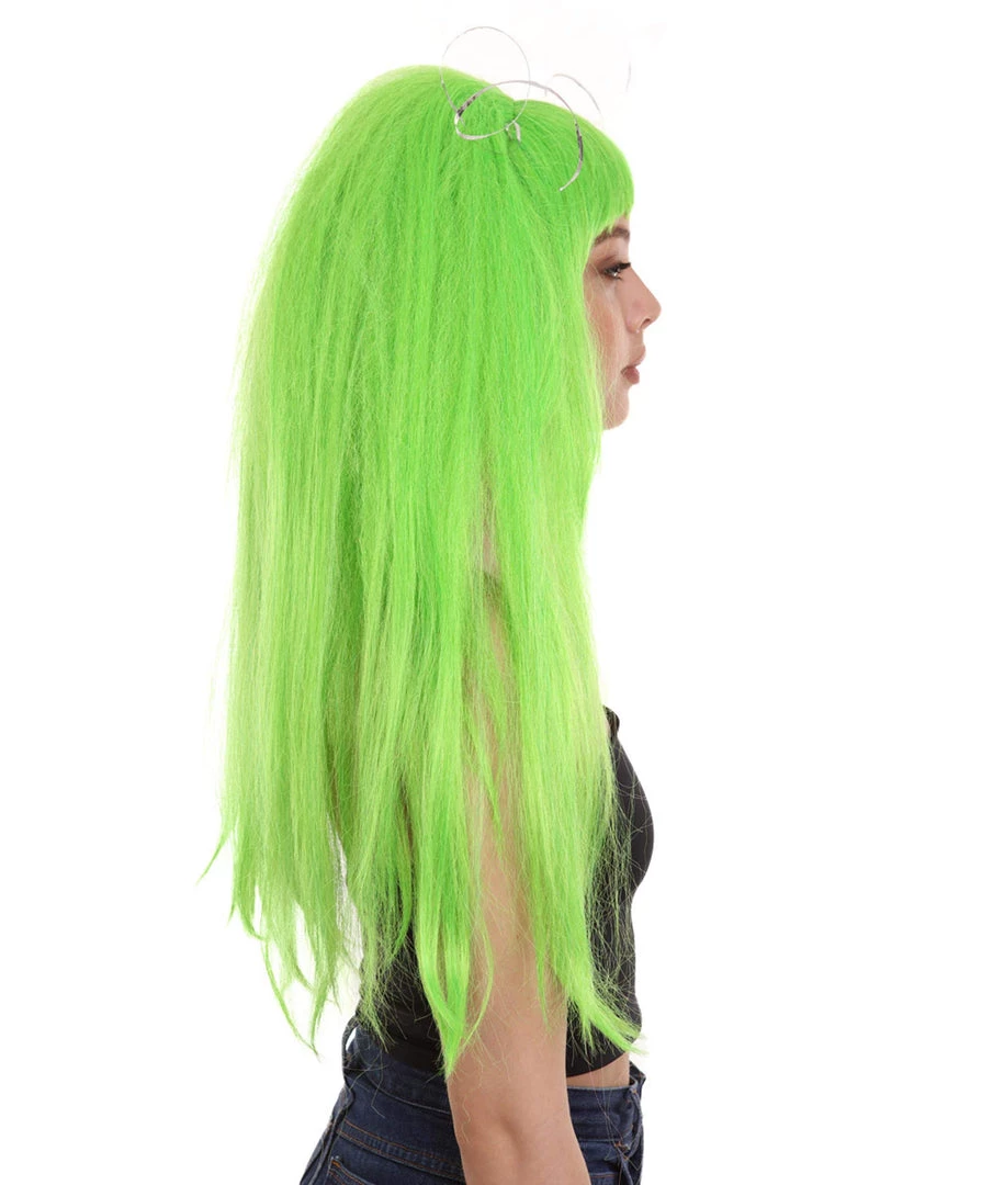 HPO Womens Clown Girl Green Wig With Headpiece | Character Cosplay Halloween Wig | Premium Breathable Capless Cap Women's