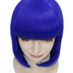 HPO Women's Womens Medium Bob Dark Blue Cosplay Wig | Premium Breathable Capless Cap