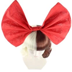 HPO Singer Women's Short Straight Wig | W/ Large Red Bow Brown & Blonde Celebrity Wig | Premium Breathable Capless Cap