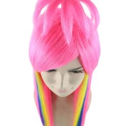 HPO Fantasy Pink Womens Wig | Fancy Colorful Cosplay Halloween Wig | Premium Breathable Capless Cap