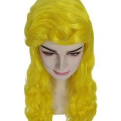 HPO Women's Long Length Side Part Yellow Wavy Cosplay Wig | Premium Breathable Capless Cap