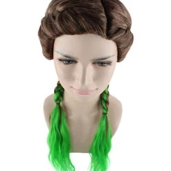 HPO Men's Briaded Womens Wig | Brown Green Cosplay Halloween Wig | Premium Breathable Capless Cap