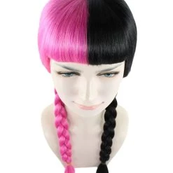 HPO Adult Womens Double Braid Wig | Pink & Black Celebrity Wig | Premium Breathable Capless Cap Men's