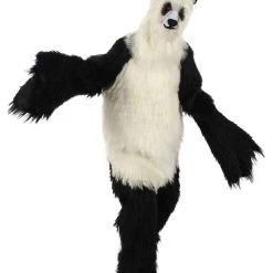 HPO White And Black Panda Costume With Wig & Mask - Long Breathable Synthetic Fibers Bundle