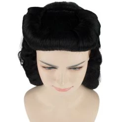 HPO Womens Pin Up Wig | Black Party Ready Fancy Cosplay Halloween Wig | Premium Breathable Capless Cap