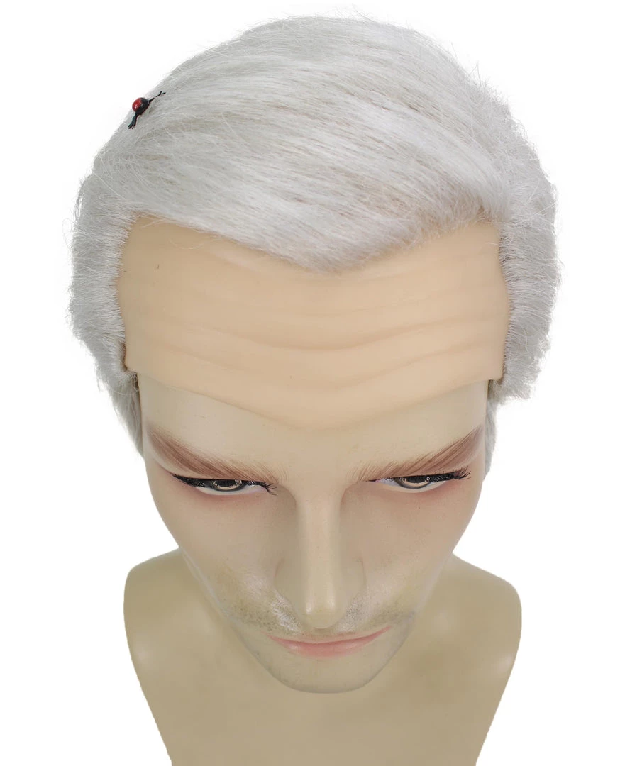 Adult Men's 8" Inch Short Length Halloween Cosplay Vice President Mike Pence With Fly Bald Cap White Wig, Synthetic Soft Fiber Hair, Perfect For Your Next Festival And Group Anime Party! | HPO