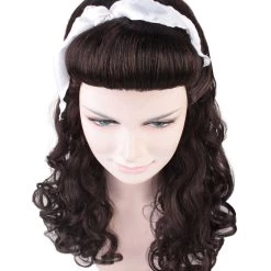 HPO 60's Homemaker Womens Wig With Headband | Black Vintage Wig | Premium Breathable Capless Cap