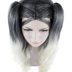 HPO Men's Dolly Womens Wig | Black/White Two-Toned Wig | Premium Breathable Capless Cap