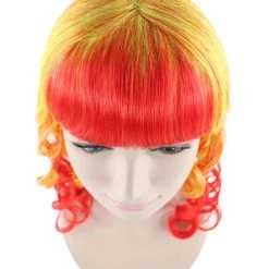 HPO Red And Yellow Two Tone Long Wavy Womens Wig | Party Ready Fancy Cosplay Halloween Wig | Premium Breathable Capless Cap Men's