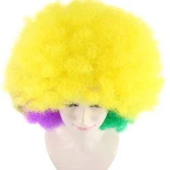 HPO Adult Women's Carnival Mardi Gras Tri-Color Wig | Jumbo Afro Cosplay Halloween Wig | Premium Breathable Capless Cap
