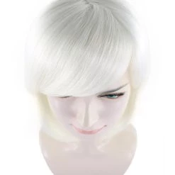 HPO Short White Womens Wig | Medium Bob Cosplay Halloween Wig | Premium Breathable Capless Cap Men's