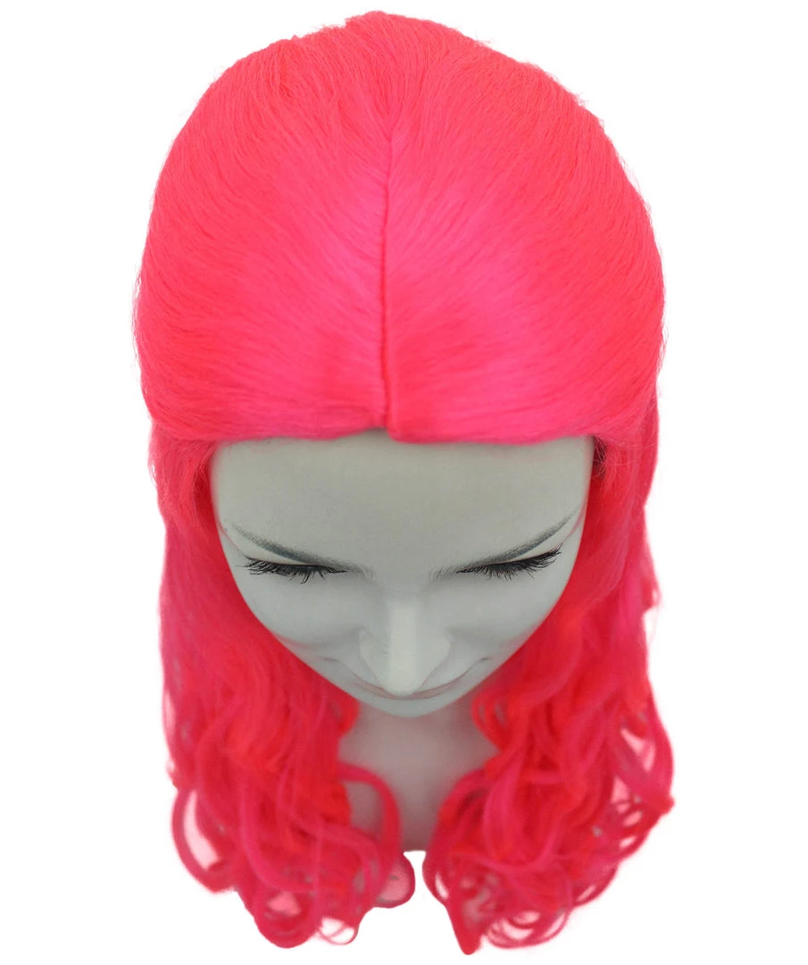 HPO Women Long Curly Deep Pink Wig | Premium Breathable Capless Cap