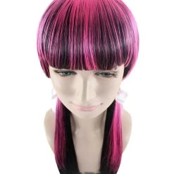HPO Monster Womens Wig | Black Pink Cosplay Halloween Wig | Premium Breathable Capless Cap