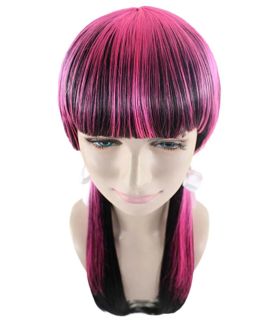 HPO Monster Womens Wig | Black Pink Cosplay Halloween Wig | Premium Breathable Capless Cap