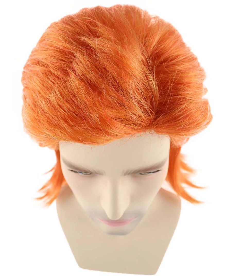 HPO 70's Disco Men's Wig | Orange Retro Wig | Premium Breathable Capless Cap