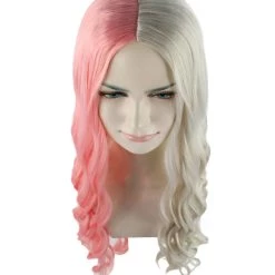 HPO Super Long Women's Wig | Curly Half Light Pink And Blonde Wig | Premium Breathable Capless Cap