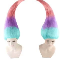 HPO Women Twin Trolls Style Wig | Multicolor Cosplay Wig | Premium Breathable Capless Cap Men's