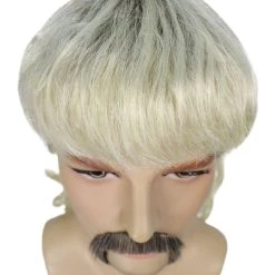 HPO SALE Zaney Zoo King| Bleach Blonde Mullet Wig With Mustache Set | Premium Halloween Wig