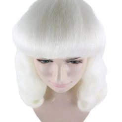 HPO Celebrity Womens Wig | Pop Singer Celebrity White Fancy Party Event Ready Halloween Wig | Premium Breathable Capless Cap Men's