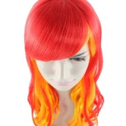 HPO Flame Womens Wig | Fancy Stage Appropriate Fire Orange Event Wig | Premium Breathable Capless Cap Men's