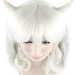 BC Undertale Asriel Wig W/ Horns | White Cosplay Wig | Premium Breathable Capless Cap