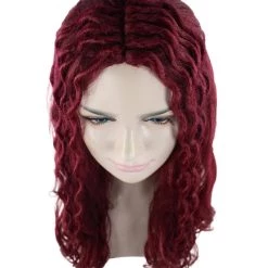 HPO Fantasy Wine Red Curly Womens Wig | Fancy Fashion Wig | Premium Breathable Capless Cap Men's