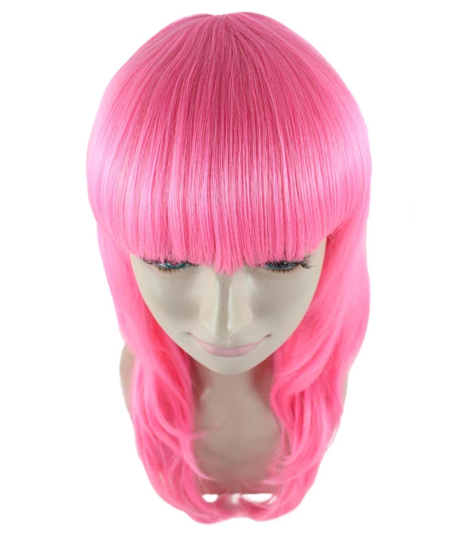 HPO Men's Long Pink Womens Wig | Fancy Party Event Ready Halloween Wig | Premium Breathable Capless Cap