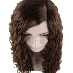 HPO Womens Brown Curly Wig | Medium Cosplay Halloween Wig | Premium Breathable Capless Cap Men's