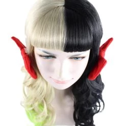 HPO Singer Womens Long Curly Wig | W/ Small Red Bows, Black, Green, & Blonde Celebrity Wig | Premium Breathable Capless Cap Men's