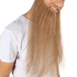 HPO Men's Chin Curtain Style Long Beard Set | Brown Cosplay Beard