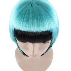 HPO Horror Blue Black Womens Wig | Gothic Black Sky Blue Fancy Halloween Wig | Premium Breathable Capless Cap Men's