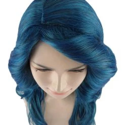 HPO Womens Glamorous Long Blue Style Wig | Stage/Event Fancy Halloween Wig | Premium Breathable Capless Cap Men's