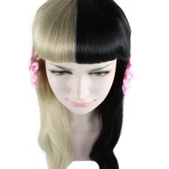 HPO Adult Womens Wig W/ Light Pink Bows | Black & Blonde Celebrity Wig | Premium Breathable Capless Cap Men's