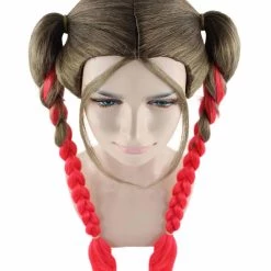 HPO Men's Briaded Womens Wig | Brown Red Cosplay Halloween Wig | Premium Breathable Capless Cap