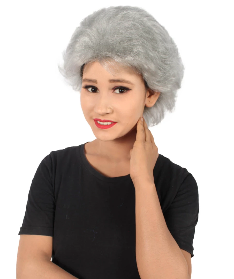 HPO Adult Women’s 80s American Sitcom Grandma Short Curly Grey Wig Men's