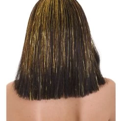 HPO Women's Cleopatra Bob With Gold Tinsel Highlights | Halloween Rave Wig