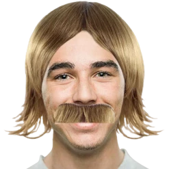 HPO Men's 70's Disco Mens Wig & Mustache | Blonde Retro Wig | Premium Breathable Capless Cap