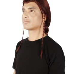 HPO Adult Men's Humanoid Warrior Braided Dark Auburn Wig