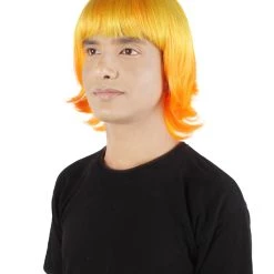 HPO Adult Men's Demon Hunter Anime Cosplay Yellow Orange Blonde Gradient Wig
