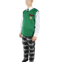 HPO Adult Men's Korean Zombie Bloodstain School Uniform With Green Sweater Vest | Multiple Size Options