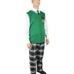 HPO Adult Men's Korean Zombie Bloodstain School Uniform With Green Sweater Vest | Multiple Size Options