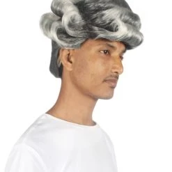 HPO Mens Colonial Long Grey Historical Wigs | Premium Breathable Capless Cap Men's