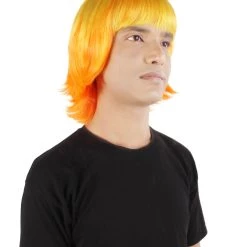 HPO Adult Men's Demon Hunter Anime Cosplay Yellow Orange Blonde Gradient Wig