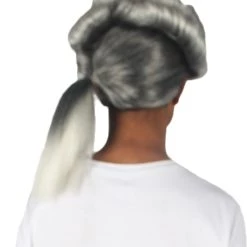 HPO Mens Colonial Long Grey Historical Wigs | Premium Breathable Capless Cap Men's