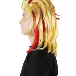HPO Adult Men's Anime Demon Hunter Yellow & Red Flame Hair Wig