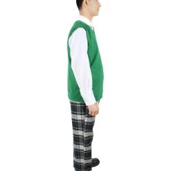 HPO Adult Men's Korean Zombie Bloodstain School Uniform With Green Sweater Vest | Multiple Size Options