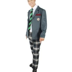 HPO Adult Men's Korean Zombie Bloodstain School Uniform With Grey Blazer | Multiple Size Options