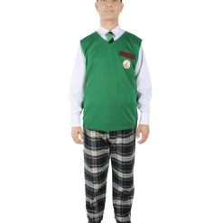 HPO Adult Men's Korean Zombie Bloodstain School Uniform With Green Sweater Vest | Multiple Size Options